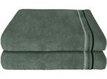 Duschtücher SCHIESSER "Skyline Color aus 100 % Baumwolle mit eleganter Streifenbordüre", grün (dunkelgrün), B:70cm L:140cm, Frottier, Frottier, Handtücher, Duschtücher, MADE IN GREEN by OEKO-TEX