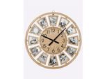 Wanduhr HEINE HOME, beige (natur), Wanduhren, B/H/T: 60cm x 60cm x 3,5cm, Wanduhr, B:60cm H:60cm T:3,5cm