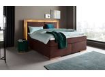 Boxspringbett HOME AFFAIRE "Cup", braun, B:190cm L:206cm, Bezug: Luxus-Microfaser (100% Polyester);Bezug: Microfaser (100% Polyester), Komplettbetten, Boxspringbett, mit LED-Beleuchtung, Massivholzrahmen und Topper, in 2 Härtegraden