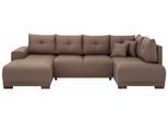 Wohnlandschaft HOME AFFAIRE "Viborg U-Form", braun, B:300cm H:91cm T:162cm, Filzoptik (100% Polyester);Struktur (100% Polyester);Struktur fein ( 100% Polyester), Sofas, Wohnlandschaft, mit Regal in der Armlehne, wahlweise mit Bettfunktion