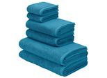 Handtuch Set BRUNO BANANI "Lana, Handtuch-Set in Premium Qualität 600g/m²", blau (mosaic blau), 6 Stk., Frottier, Frottier, Obermaterial: 100% Baumwolle, Handtuch-Sets, Handtuch Set, hochwertig, weich, flauschige Qualität, 5 Jahre Garantie, Topseller