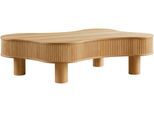 Couchtisch SALESFEVER "Wohnzimmertisch organisch mit Massivholz-Lamellen 115 x 75 cm", beige (natur), B:116cm H:32cm T:77cm, MDF, Esche massiv, Holzfurnier, Tische, Couchtisch, Stilvoller & moderner Holztisch mit Echtholzfurnier