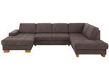 Wohnlandschaft HOME AFFAIRE "Puccini U-Form", braun (nuss), B:340cm H:86cm T:224cm, Luxus-Microfaser (100% Polyester);Luxus-Microfaser ALTARA NUBUCK (100% Polyester);Luxus-Microfaser Lederoptik (100% Polyester), Sofas, Wohnlandschaft, mit Federkern, Sitztiefenverstellung, Kontrastnaht