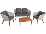 Gartenlounge-Set GARDEN PLEASURE "ARONA", grau (hellgrau, grau, braun, grau, braun), B:240cm H:70cm T:150cm, Aluminium, FSC-zertifiziertes Massivholz, Polyrattan, Sitzmöbel-Sets, Gartenlounge-Set, inkl. Rückenkissen