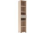 Aktenregal INNOSTYLE "Büroregal Santorin, 40x 198x 38 cm (B/H/T)", cashmere, riva eiche, B:40cm H:198cm T:38cm, ABS-Kunststoff, Glas, Holzwerkstoff, Metall, Regale, Aktenregal, 1 Schubkasten, 6 offene Fächer, Softclose, Metallgriff
