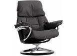 Relaxsessel STRESSLESS "Ruby", grau (rock paloma), B:76cm H:100cm T:75cm, Leder PALOMA: durchgefärbtes Semianilin-Möbelleder;Leder BATICK: durchgefärbtes und genarbtes Möbelleder, Sessel, Relaxsessel, mit Signature Base, Größe S, Gestell Eiche, Wenge, Braun & Schwarz
