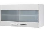 Glashängeschrank FLEX-WELL "Kopenhagen", weiß (weiß matt, milchglas), B:100cm H:54cm T:32cm, Holzwerkstoff, Schränke, Glashängeschrank, (B x H x T) 100 x 54,8 x 32 cm, mit Stollenglastüren