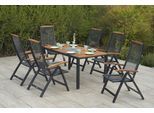 Garten-Essgruppe MERXX "Tilos", grau (graphit, natur), Aluminium, Massivholz, Sitzmöbel-Sets, Garten-Essgruppe