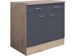 Unterschrank FLEX-WELL "Morena", grau (basaltgrau, san remo eiche), B:80cm H:85cm T:60cm, Holzwerkstoff, Schränke, Unterschrank, (B x H x T) 80 x 85 x 60 cm, für viel Stauraum