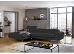 Ecksofa W.SCHILLIG "piedroo, Designsofa mit tollem Sitzkomfort, bequem und elegant, L-Form", grau (graphit z59), B:343cm H:70cm T:193cm, Longlife Xtra-Leder Z59: Glattleder mit modischer Prägung. Hautstärke 0, 9 - 1, 1 mm, Sofas, Ecksofa, Kopfteilverstellung, wahlweise mit Sitztiefenverstellung, Breite 343cm