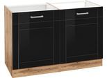 Spülenschrank KOCHSTATION "KS-Tinnum", schwarz, B:120cm H:82cm T:60cm, Holzwerkstoff, Schränke, Spülenschrank, 120 cm breit, MDF-Fronten, Metallgriffe, inklusive Einbauspüle