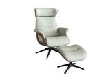 Relaxsessel FLEXLUX "Rücken u. Kopfverstellung, ergonomisch, Airchannels, klasse Komfort", weiß (warm weiß), B:83cm H:69cm T:125cm, 100% Echteder, Sessel, Relaxsessel, Rücken- & Kopfteilverstellung, Drehbar, Armlehne Walnuss, Fuß Schwarz