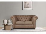 2-Sitzer HOME AFFAIRE "CHARENTE, Chesterfield-Sofa, Wellenfederung, Maße: B/T/H: 147/89/74 cm", braun, B:147cm H:74cm T:89cm, 100% Polyester, Sofas, 2-Sitzer, mit edler Knopfheftung und typischen Armlehnen
