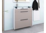 Schuhschrank BORCHARDT MÖBEL "Tom, Hängeschrank mit Glasablage und Metallgriffen", beige (weiß matt, cappuccino), B:89cm H:96cm T:24cm, Holzwerkstoff, Schränke, Schuhschrank