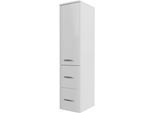 Midischrank SAPHIR "Serie 3006 Badschrank 30cm,1 Tür, 2 Schubladen, Türdämpfer", weiß, B:30cm H:130cm T:38cm, Holzwerkstoff, Schränke, Midischrank, 2 Glas-Einlegeböden, Badezimmer-Midischrank 130 cm hoch, 38 cm tief