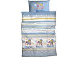 Kinderbettwäsche ADELHEID "Echt Rakete", blau (hellblau), B/L: 100cm x 135cm, 1 Stk., 1 Stk., Renforcé, B/L: 40cm x 65cm, Renforcé, Obermaterial: 100% Baumwolle, Bettwäsche, Kinderbettwäsche, abgepasstes Kissen mit Rakete