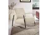 Cocktailsessel W.SCHILLIG "quadroo Designsessel, Loungesessel", beige (elfenbein z73), B:65cm H:82cm T:82cm, Velourgewebe V41 (100% Polyester);Longlife Xtra-Leder Z59 - Glattleder;Longlife Xtra-Leder Z73 - Glattleder;Stoff S37 (100% Polyester): Luxus-Microfaser in Lederoptik, Sessel, Cocktailsessel, mit bezogenen Armlehnen, Gestell in Chrom glänzend