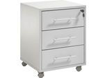 Rollcontainer BEGA OFFICE "Büro-Rollcontainer mit Schubladen abschließbar, Rollcontainer Rollbar", grau (lichtgrau), B:43cm H:56cm T:42cm, Holzwerkstoff, Rollwagen, Rollcontainer