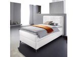 Boxspringbett HOME AFFAIRE "Coos", schwarz-weiß (weiß, schwarz), B:109cm L:212cm, Bezug Topper 100% Polyester;Kunstleder, Komplettbetten, Boxspringbett, mit besonderer Steppung im Kopfteil, 3 Matratzenarten, 2 Härtegrade