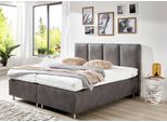 Boxspringbett, grau, B:174cm L:210cm, Bezug Unterbox und Kopfteil: Microfaservelours, 100% Polyester in Leder-Optik;Bezug Obermatratze: 100% Polyester, waschbar bis 60C, WESTFALIA SCHLAFKOMFORT, Komplettbetten, Boxspringbett