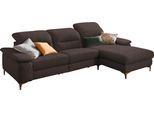 Ecksofa HOME AFFAIRE "Basel L-Form", braun (mocca), B:280cm H:84cm T:184cm, Luxus-Mikrofaser Lederoptik: 100% Polyester, ;Struktur: 85% Polyester, 15% Viskose, Sofas, Ecksofa, mit vollmotorischer Relaxfunktion und motorischer Recamiere