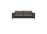 2,5-Sitzer FLEXLUX "Fiore, superbequemer Sitzkomfort durch Kaltschaum im Sitz", grau (warm mineral), B:196cm H:85cm T:92cm, 100% Echteder, Sofas, 2 5-Sitzer, breite Armlehnen, Füße Alu+schwarz