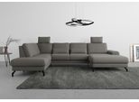 Wohnlandschaft SIT & MORE "Cinturo U-Form", grau, B:345cm H:88cm T:226cm, Sofas, Wohnlandschaft, inklusive Sitztiefenverstellung und Federkern, Sitzhöhe 45 cm