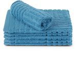 Waschhandschuh ROSS "CARRE", blau (ozean), B:16cm H:1cm L:22cm, Frottier, Waschlappen, Waschhandschuh, 100% Baumwolle, Rippenstruktur, große Farbauswahl