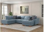 Wohnlandschaft SIT & MORE "Dundee U-Form", blau (hellblau), B:338cm H:86cm T:219cm, Sofas, Wohnlandschaft, mit Federkern und Massivholzfüßen, wahlweise mit Kopfteilverstellung