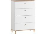 Kommode SCHILDMEYER "Hilda", weiß (mattweiß, artisaneichefarben), B:80,4cm H:115,7cm T:40cm, Sideboards, Kommode, 4 Schubladen