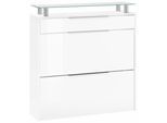Schuhschrank BORCHARDT MÖBEL "Oliva", weiß (weiß matt, weiß hochglanz), B:89cm H:96cm T:24cm, Holzwerkstoff, Schränke, Schuhschrank, Breite 89 cm, hängend, mit 2 Doppeltrommel und 1 Schubkasten