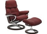 Relaxsessel STRESSLESS "Ruby", rot (cherry paloma), B:76cm H:100cm T:75cm, Leder PALOMA: durchgefärbtes Semianilin-Möbelleder;Leder BATICK: durchgefärbtes und genarbtes Möbelleder, Sessel, Relaxsessel, mit Signature Base, Größe S, Gestell Eiche, Wenge, Braun & Schwarz