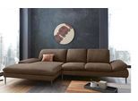 Ecksofa W.SCHILLIG "enjoy&MORE, Designsofa, bequem, zeitlos und elegant, L-Form", braun (mocca s37), B:340cm H:87cm T:185cm, Chenille-Flachgewebe R66 (85% Polyester, 15% Nylon);Longlife Xtra-Leder Z59: Glattleder mit modischer Prägung. Hautstärke 0, 9 - 1, 1 mm;Stoff S37 (100% Polyester), Sofas, Ecksofa, Sitztiefenverstellung, Füße schwarz pulverbeschichtet, Breite 340 cm