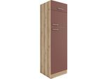 Kühlumbauschrank OPTIFIT "Bella", rot (rostrot, wildeiche, wildeiche), B:60cm H:206,8cm T:60cm, Holzwerkstoff, Schränke, Kühlumbauschrank, Breite 60 cm, Nischenmaße B/T/H 56,7/55,5/144,6 cm