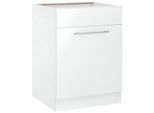 Spülenschrank WIHO KÜCHEN "Flexi2", weiß (front: weiß glanz, korpus: weiß), B:60cm H:85cm T:57cm, Schränke, Spülenschrank, Breite 60 cm