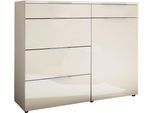 Kombikommode WIEMANN "Como", champagner, dekor, glas champagner, chrom, B:100cm H:91,2cm T:43cm, Floatglas, Holzwerkstoff, Metall, Sideboards, Kombikommode, vormontiert