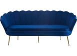 3-Sitzer SALESFEVER "Clam Komfortsofa", blau (dunkelblau), B:180cm H:78cm T:76cm, Samtvelours (100% Polyester), Sofas, 3-Sitzer, Extravagantes Muscheldesign: 180 cm Breite