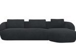 Wohnlandschaft FLEXLUX "Torino, rund, L-Form, Sofa-Ecke mit Recamiere, Longchair-Sofa", grau (anthrazit grau), B:307cm H:85cm T:146cm, 100% Polyester, Sofas, Wohnlandschaft, Modernes, organisches Sofa-Design, Kaltschaum, Wellenunterfederung