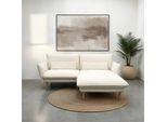 Ecksofa DOMO COLLECTION "Leuven kompakte Stellmaße, Breite 200 cm, schmale Armlehnen, L-Form", beige (creme), B:200cm H:86cm T:159cm, 100% Polyester, Sofas, Ecksofa, angenehm feste Polsterung, bodenfrei, 19 cm hohe Holzfüße
