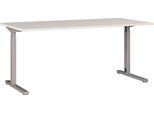 Schreibtisch GERMANIA "Prescott", silber (lichtgrau, silber, silber, lichtgrau), B:160cm H:80cm T:80cm, Tische, Schreibtisch, Breite 160 cm