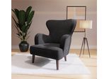 Sessel HOME AFFAIRE "SICILIA", schwarz, B:88cm H:88cm T:64cm, 100% Polyester, Sessel, Sessel, moderner Ohrensessel