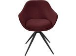 Drehstuhl K+W KOMFORT & WOHNEN "ZOOM", rot (bordeaux 15), B:60cm H:83cm T:57cm, Stühle, Drehstuhl, 4-Fuß Drehstuhl mit Gestell aus Metall schwarz Struktur