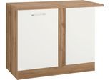 Eckunterschrank KOCHSTATION "KS-Colmar", weiß, B:110cm H:85cm T:60cm, Holzwerkstoff, Schränke, Eckunterschrank, 110 cm, mit Metallgriff