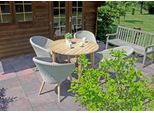Garten-Essgruppe GARDEN PLEASURE "Tischgruppe »OAKLAND/ARVARDA Set 01«", grau (pfeffergrau, brushed wash), Kissenbezug: 100% Polyester, Sitzmöbel-Sets, Garten-Essgruppe, 4 Sessel, Tisch LxB: 200x100 cm, inkl Auflagen