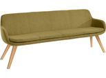 Essbank MUSTERRING "Tavia", grün (kiwi, eiche bianco), B:200cm H:87cm T:66cm, 100% PES, Sitzbänke, Essbank, Stativgestell aus Eiche bianco massiv, Breite 180, 200 oder 220 cm