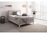 Boxspringbett OTTO HOME "Jelle", silber (silberfarben), B:161cm L:216cm, Komplettbetten, Boxspringbett, zertifizierte, recycelte Bezugsstoffe, verschiedene Ausführungen
