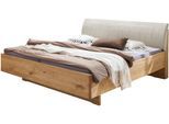 Holzbett WIEMANN "Cardiff, Bettgestell, Bettrahmen, teilmassiv, mit Polsterkopfteil", braun (bianco, eiche teilmassiv), B:180cm L:200cm, Betten, Holzbett, Fußteil aus Massivholz, verschiedene Größen