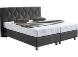 Boxspringbett "Phönix", grau (anthrazit), B:175cm L:210cm, Bezug Bett: Microvelours (100% Polyester) oder Feinstruktur (100% Polyester);Bezug Bonnell-Federkernmatratze: 100% Polyester;Bezug Kaltschaummatratze: 100% Polyester;Bezug Tonnentaschenfederkernmatratze: 80% Baumwolle, 20%Polyester, WESTFALIA SCHLAFKOMFORT, Komplettbetten, Boxspringbett