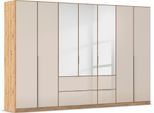 Drehtürenschrank OTTO HOME "Kleiderschrank Kleiderschränke Schrank Garderobe AGORDO mit Glasfront", beige (eiche artisan, glas champagner), B:315cm H:210cm T:54cm, Holzwerkstoff, Schränke, Drehtürenschrank, mit Außenschubkästen, in 7 Breiten und 2 Höhen MADE IN GERMANY
