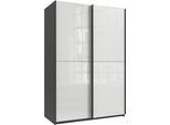 Kleiderschrank WIMEX "Mugano, B/T/H 135 oder 180/65/198cm, Made in Germany", front hg lack weiß, korpus grafit, griffe schwarz, B:135cm H:198cm T:65cm, Holzwerkstoff, Schränke, Kleiderschrank, 2 Schwebetüren mit oder ohne Spiegel, Metallgriffe